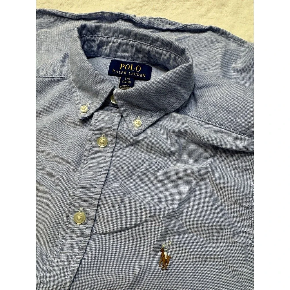Ralph Lauren boys Size 14-16 Large Button Down Long Sleeve Button Down Shirt